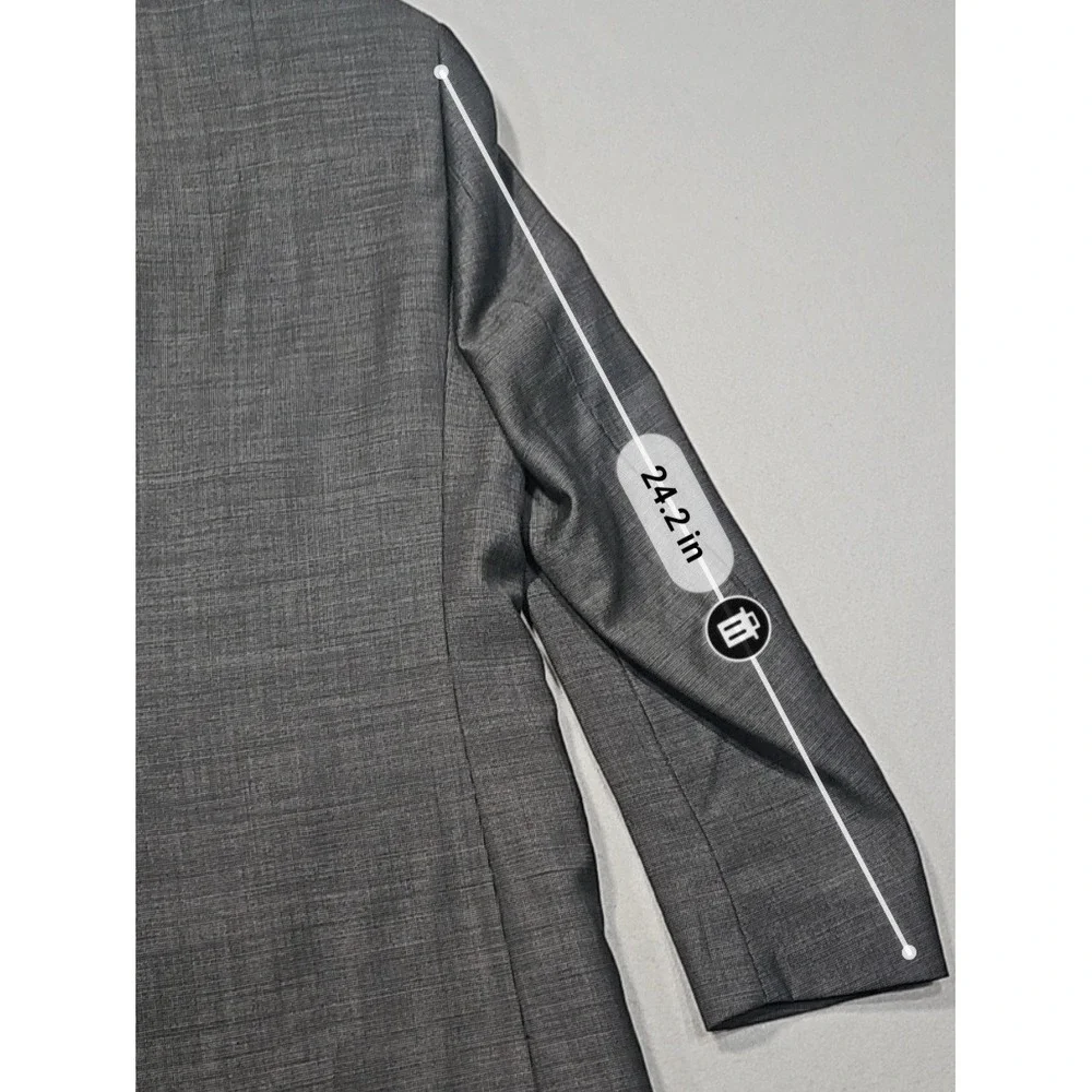 Oleg Cassini 3-Button Wool Blazer Sport Coat Gray Sharkskin Sz 37R